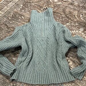 Sincerely Jules Teal Cable Knit Turtleneck Sweater